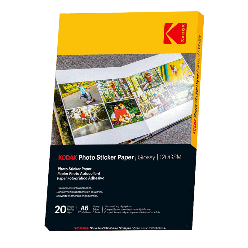 Papier photo autocollant 120gsm 10x15cm 20 feuilles Kodak Sticker p