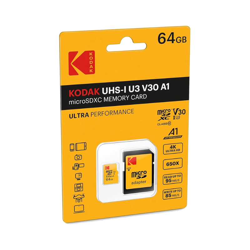 Karta pamięci Micro SD KODAK 64 GB UHS-I U3 V30 A1 - Extra Performance