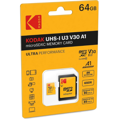 Karta pamięci Micro SD KODAK 64 GB UHS-I U3 V30 A1 - Extra Performance