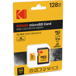 Tarjeta de memoria KODAK Micro SD 128GB UHS-I U3 V30 A1 - Ultra rendimiento