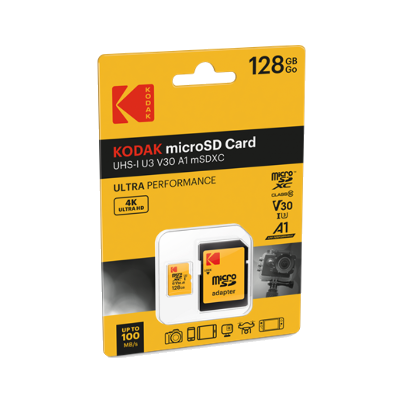 Karta pamięci Micro SD KODAK 128 GB UHS-I U3 V30 A1 - Ultra Performance