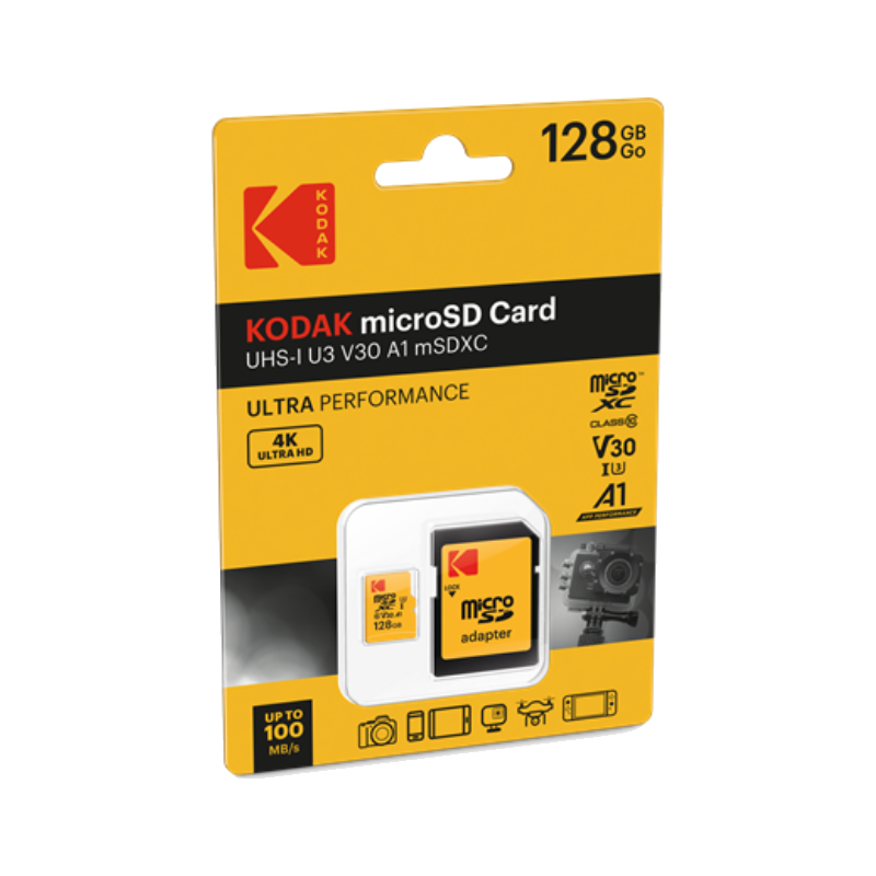 KODAK Micro SD Memory Card 128GB UHS-I U3 V30 A1 - Ultra Performanc