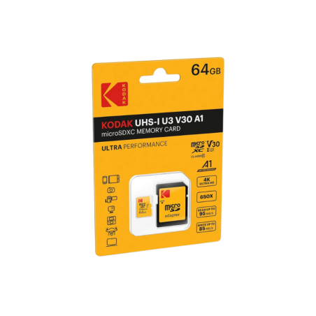 Carte micro SD 64 Go Kodak UHS-I U3 V30 A1 Extra Performance