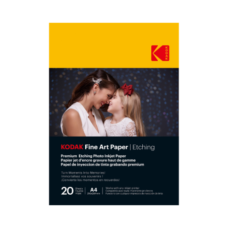 Papel para artes plásticas Kodak – paquete de 20 hojas – A4 – efecto grabado