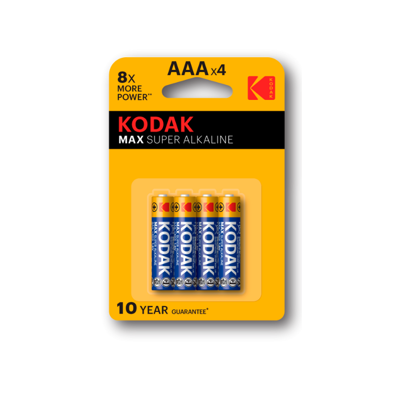 Pack of 4 Kodak Max Alkaline AAA LR3 Batteries