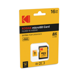 Micro SDHC/XC Card 16GB Class 10 Extra Kodak - Avec Adaptateur