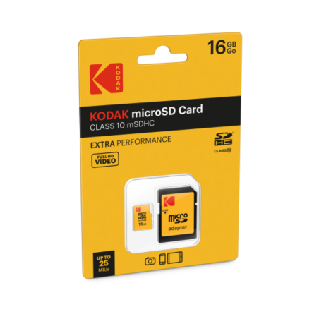 Micro SDHC/XC Card 16GB Class 10 Extra Kodak - With Adapter