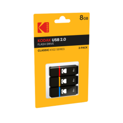 Pack of 3 8GB USB Flash Drives Kodak CLASSIC K102 SERIES