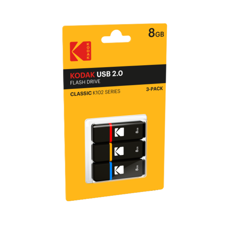 Pack of 3 8GB USB Flash Drives Kodak CLASSIC K102 SERIES